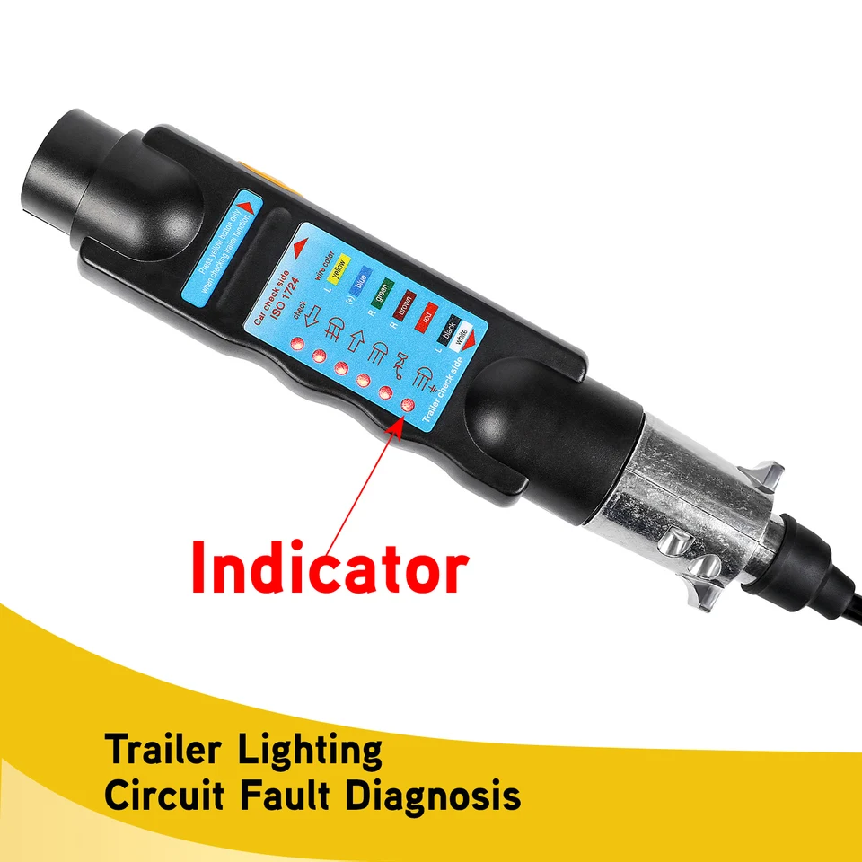 Qiilu Trailer Socket Tester, 12V 7Pin / 13Pin Tow Light Wiring Cable - View #5