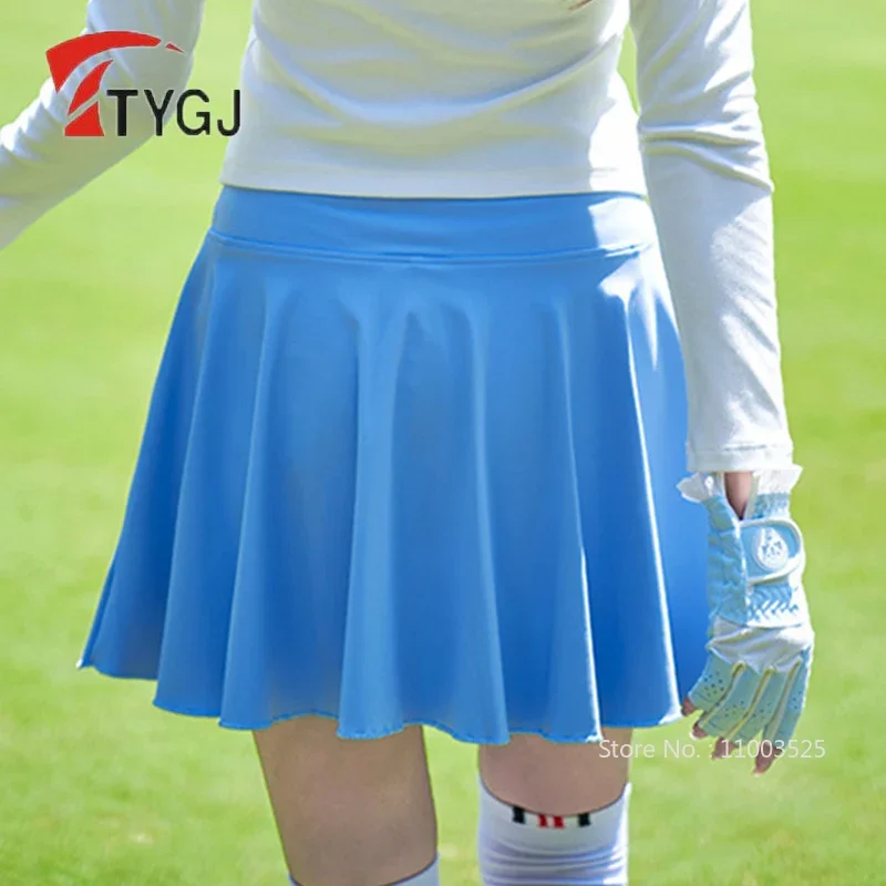 TTYGJ Women Anti-light Golf Skirt Ladies Pleated Slim Mini Skort with Inner Short Women High-Waist Tutu Skirts Golf Culottes
