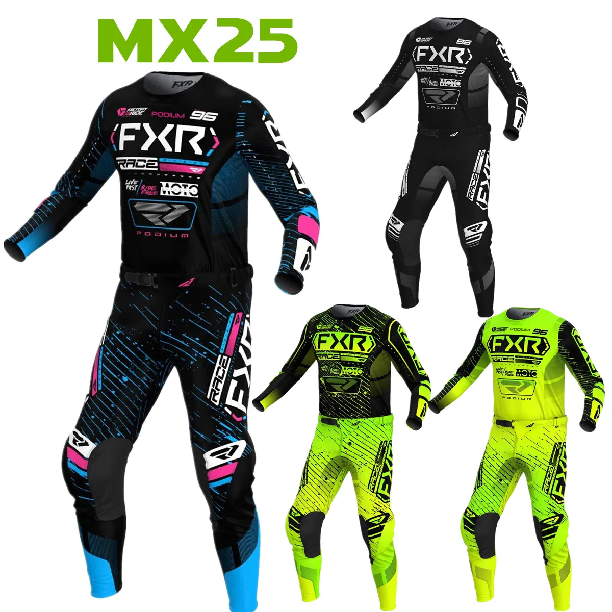 Podium FXR Off Road Jersey Set FH Motorcycle Clothing Motocross Jersey Pants Set MX Gear ATV Dirt Bike Combo Suit