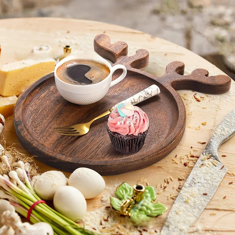 Appetizer Platter Decorative Christmas Tray Dessert/Snacks/Fruit/Cookies Wood Serving Platter Charcuterie Board Kitchen Supplies