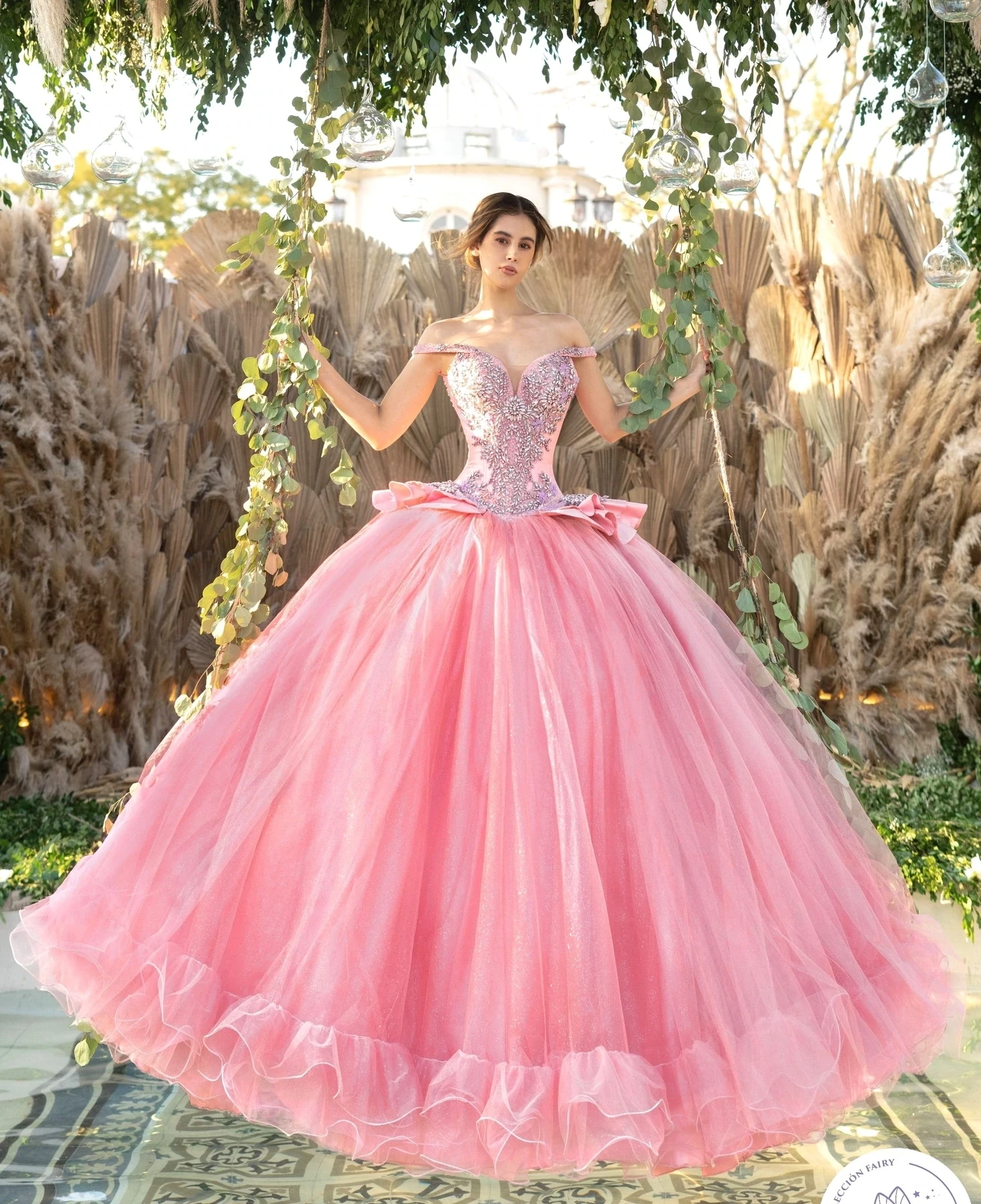 Pink Charro Quinceanera Dresses Ball 