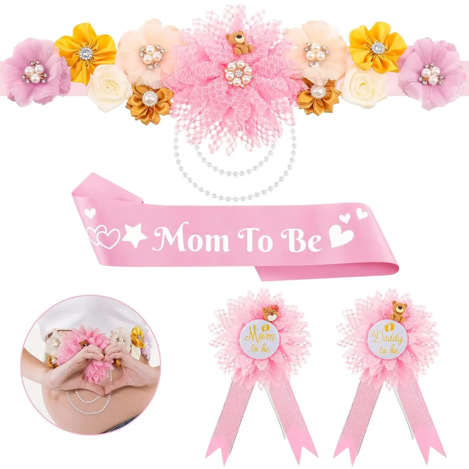 Elegant Mom to Be Baby Shower Sash for Expecting Mothers