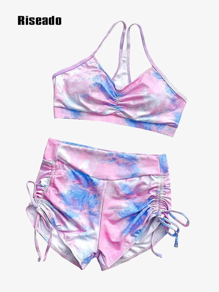 Riseado Bikini de cintura alta para mujer, traje de baño Sexy, conjunto