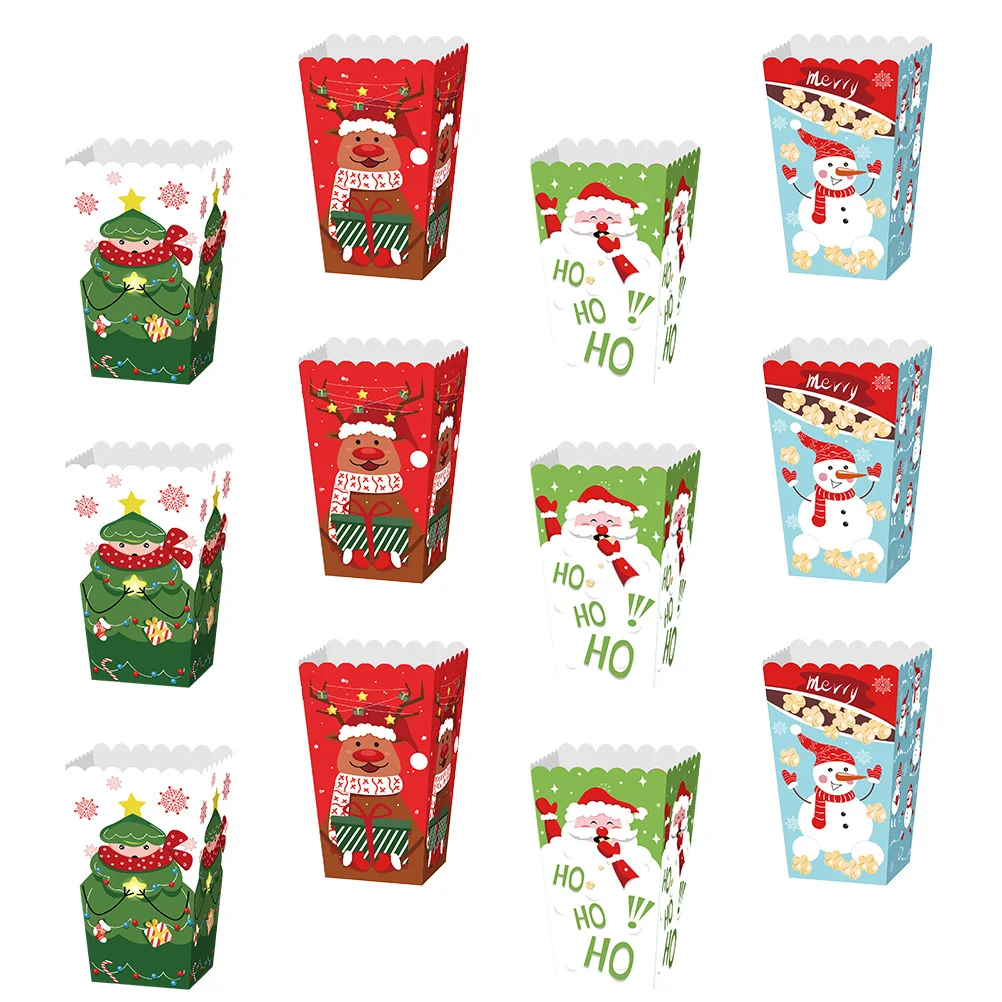 

12 Pcs Popcorn Box Baking Biscuit Packing Case Chocolate Adorable Candy Cases Paper Child