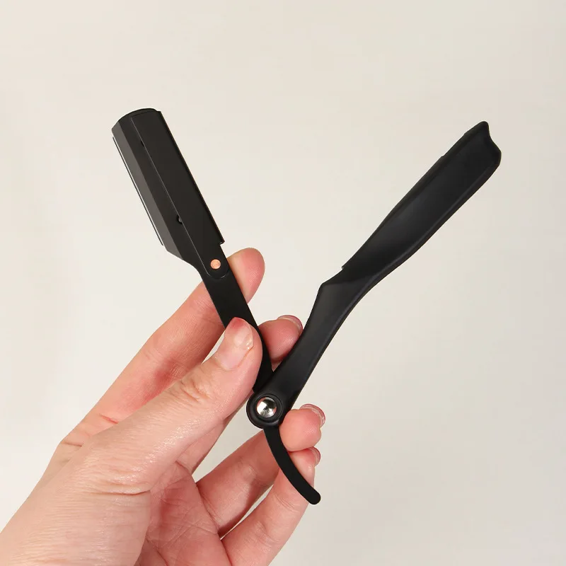 Leichtes Rasiermesser, klassisches Barbier-Pflegewerkzeug, Kunststoffgriff, Edelstahlklinge, einseitig geschliffenes Rasiermesser_voghion.com