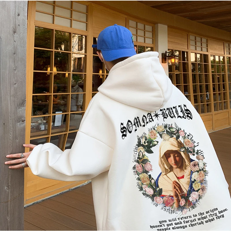 

Godly Girls Printing Hoodies Pullover Man Gothic Style Loose Oversized Sweatshirts Sleeve Tops Hooded Harajuku Y2k Streetwear
