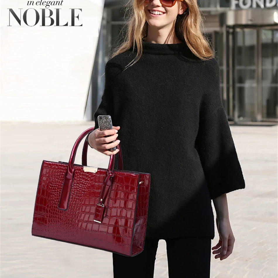 2022 High Quality Ladies Pantent Leather Women Messenger Bags Crocodile Female Crossbody Shoulder Hand bags For Women Handbags