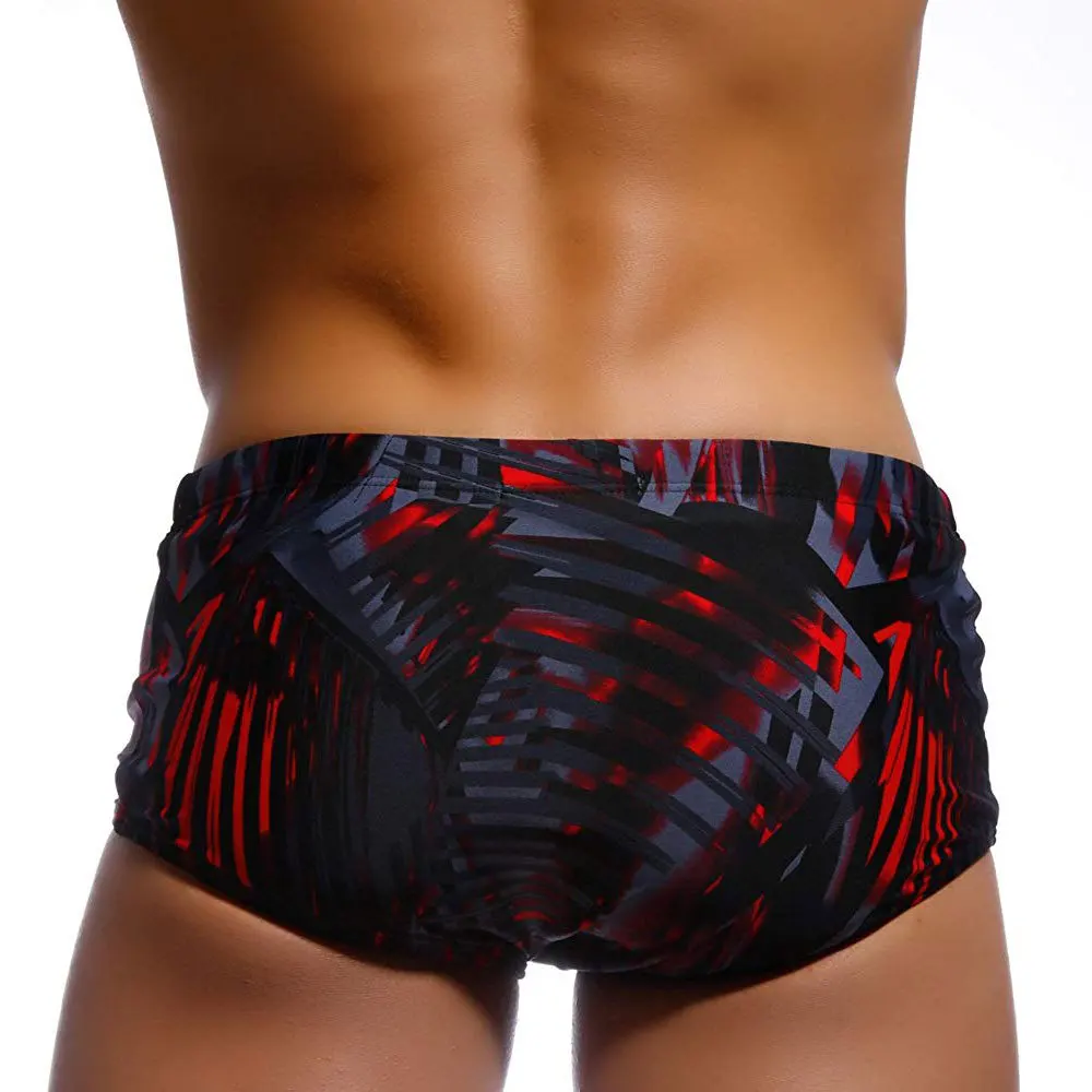 Men Swimwear Brazilian Traditional Cut Swimsuits Swim Bikini Surf Boxer Briefs Board Shorts Trunks Black and Red Sunga - 3
