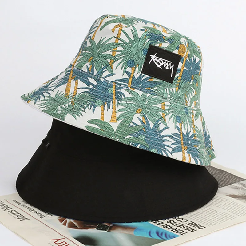 Spring Summer Wide Brim Bucket Hat Women Men Korean Letter Embroidery Outdoor Sun Hats Double Side Wear Fisherman Panama Cap 2