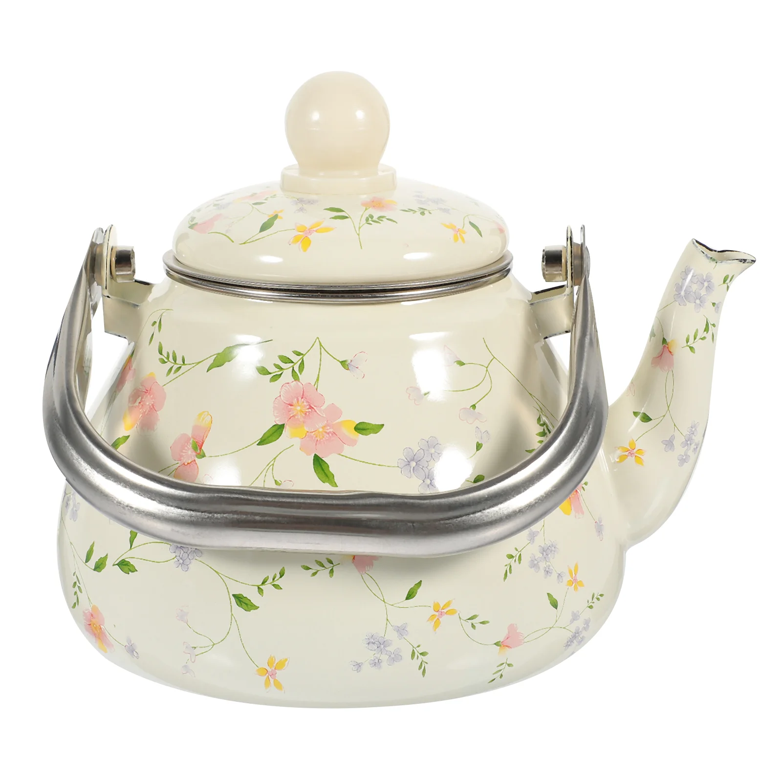 

Enamel Tea Kettle Retro Gas Teapot Water Heating Flower Coffee Pot Water Boiling Kettle Strainer Stovetop Home Kitchen