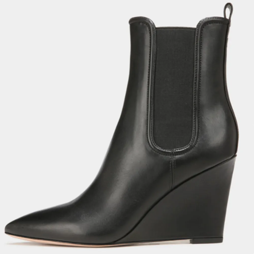 

Wedges Heels Women Ankle Boots Sexy Pointed Toe Brand Design Shoes Woman Autumn Winter Party Fashion Ladies Short Boots