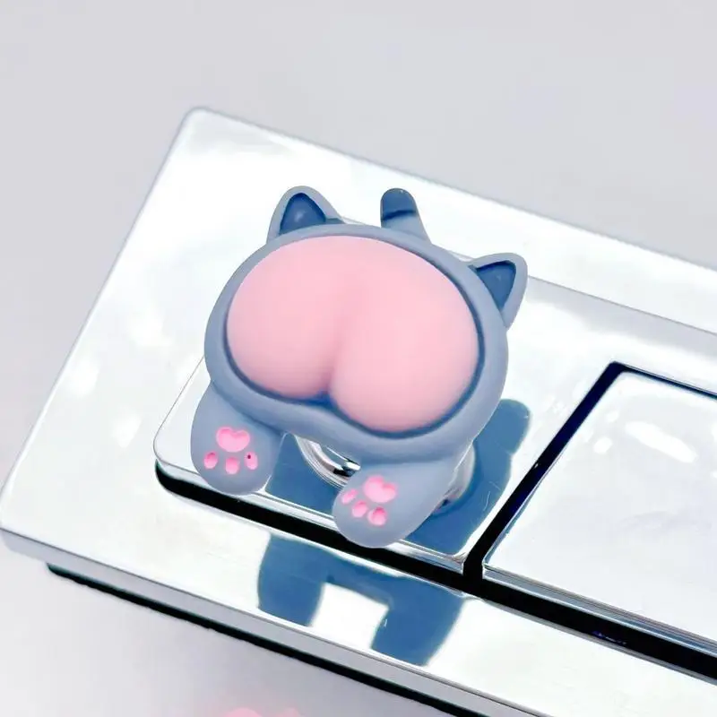 Toilet Press Button Topper Cute Animal Butt Shaped Toilet Tank Flusher Top Push Button for Women Long Nail Bathroom accessories