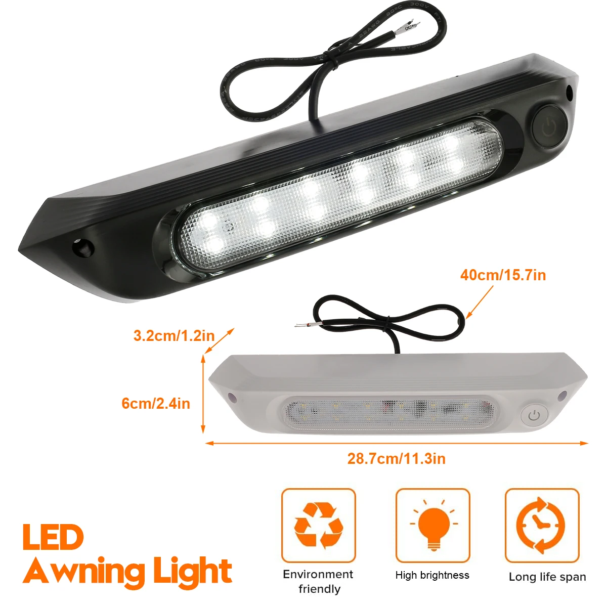 

8W LED Awning Lights IP67 Waterproof RV Exterior Awning Lights 800 lm RV Canopy Lights with 120° Lighting Angle Outdoor Camping