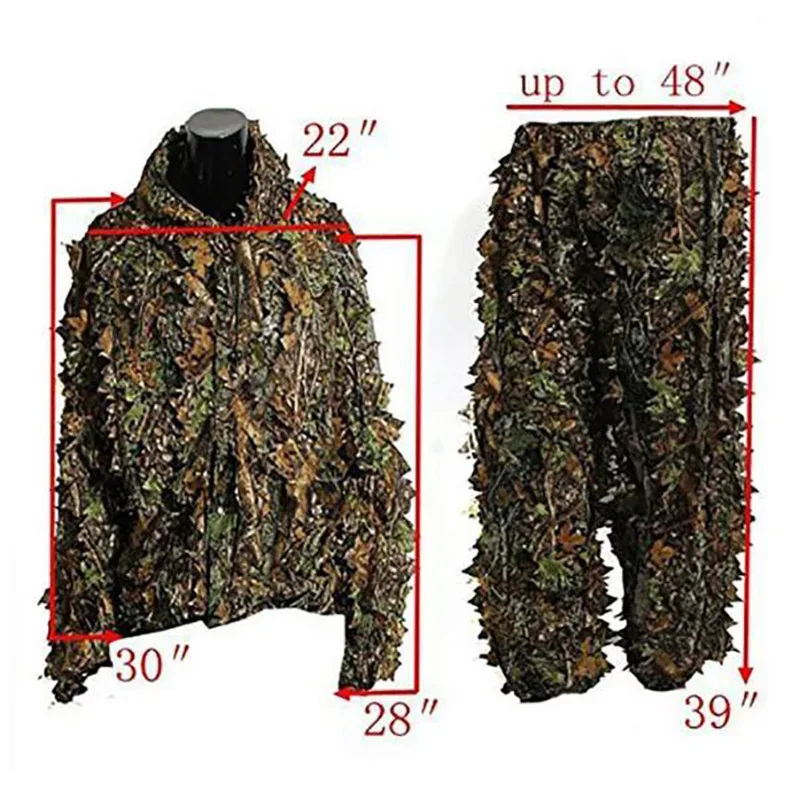 Ghillie Jungle Hooded Sniper Tactics Forest Set Jacket and Pants 3D Camo Ghillie Set Hunting Suit Military Combat Clothes Set