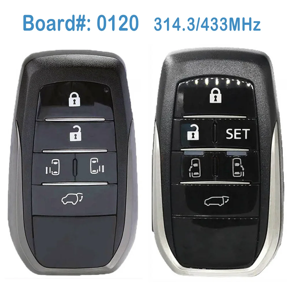 

Board ID: 0120 Auto Smart Remote 314.3/433MHz 5/6 Buttons ID71 Chip Replace Car Key Fob for Toyota