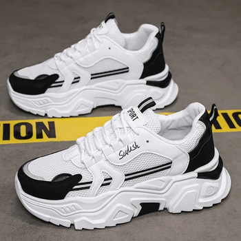 Scarpe sportive casual traspiranti in mesh con suola spessa per studenti quattro scarpe da corsa comfort per esterni con suola morbida da uomo stagionale sneaker maschile 1