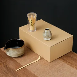 Japanese Matcha Tea Set - Handmade 7-Piece Kit with Easy-Clean Bowl and Bamboo Whisk (4pcs white paper box)