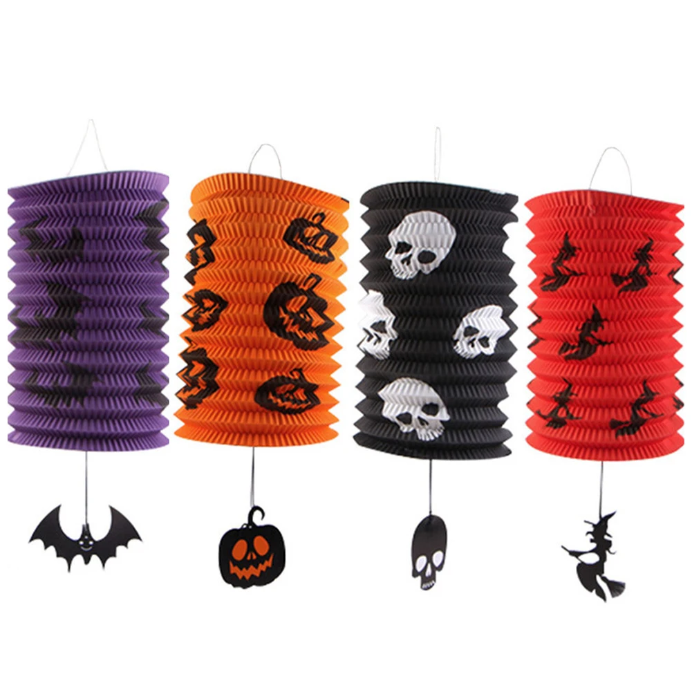 Halloween Paper Lanterns Pumpkin Bat Skull Spider Witch Lantern Haunted House Hanging Pendants Happy Halloween Day Party Decor