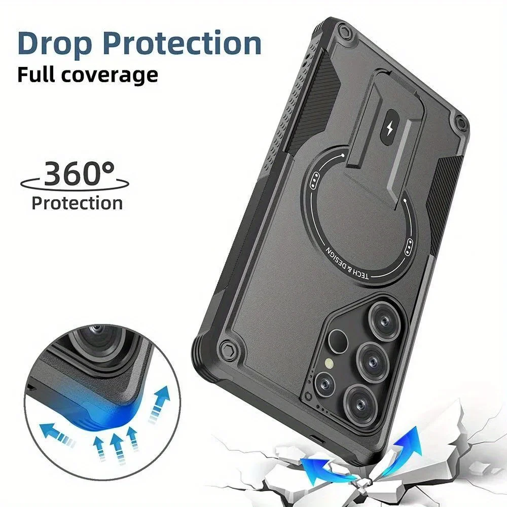 Stand Holder Armor Magnetic Phone Case with Cover Protection