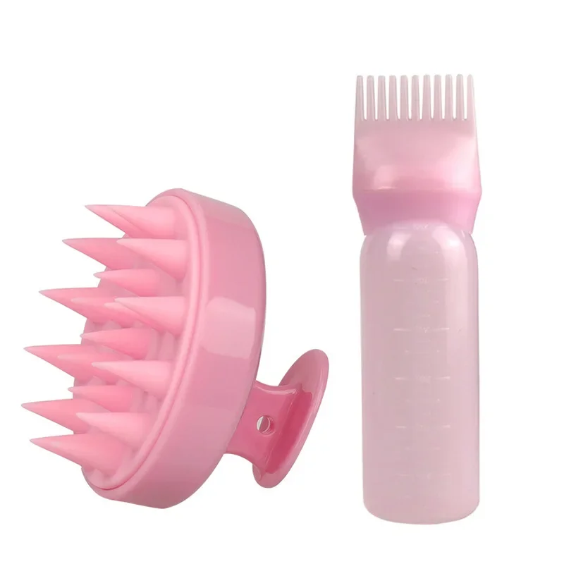 2pcs Hair Dye Refillable Bottle Applicator Comb Root Comb Applicator Bottle Shampoo Brush Scalp Hairdressing Coloring Tools