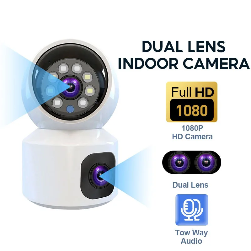 

Dual-Lens Wifi Wireless Camera with Fixed Lens and Dome Camera in 1 Expanded Viewing Angle Dual-Screen Display On Phone APP