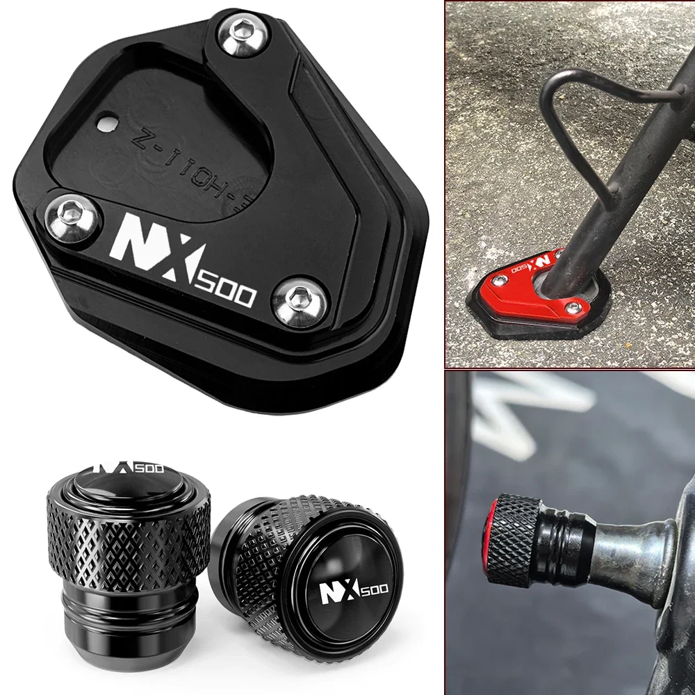 Motorcycle Extension Pad For Honda NX500 NX 500 2025 NX400 CB500X CB 500X Motorcycle Extension Pad Side Stand Foot Kickstand Tire valve caps