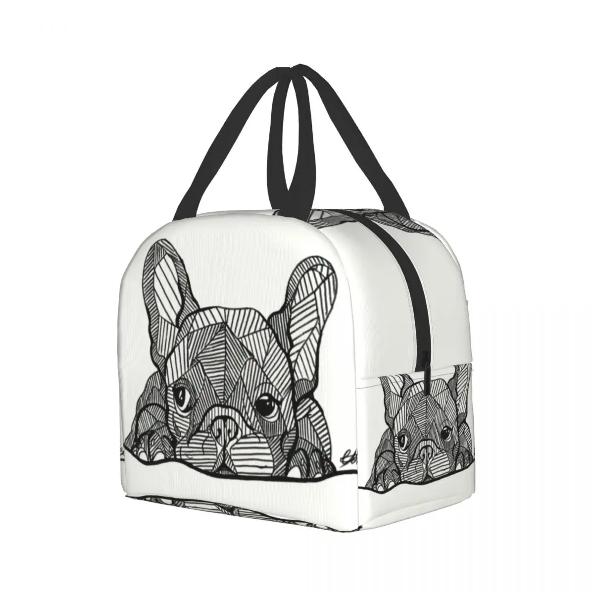 French Bulldog Puppy Facial Insulated Lunch Bag for Work School Picnic Resuable Portable Thermal Cooler Lunch Box for Women Kids lunch bag cooler bag