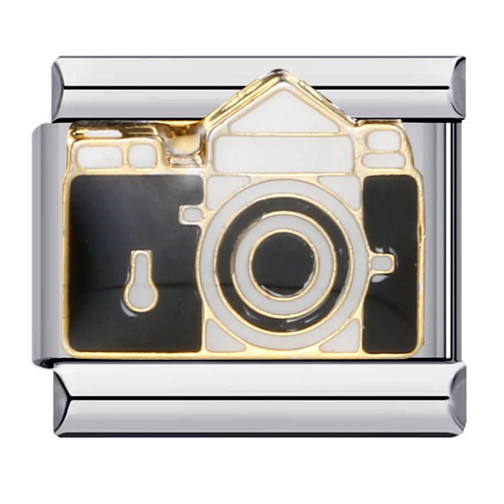URING Klassische Pokerspielkonsole, Kamera, Flugzeug, italienischer Link, passend für 9 mm Edelstahl-Charm-Schmuck, DIY-Herstellung von modischen Armbändern – Detail 3
