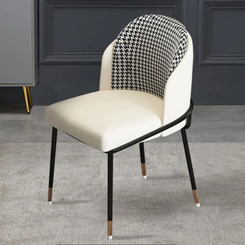 

Nordic Light Luxury Fabric Dining Chairs for Kitchen Modern Minimalist Designer Leather Backrest Chairs Household Makeup Chairs