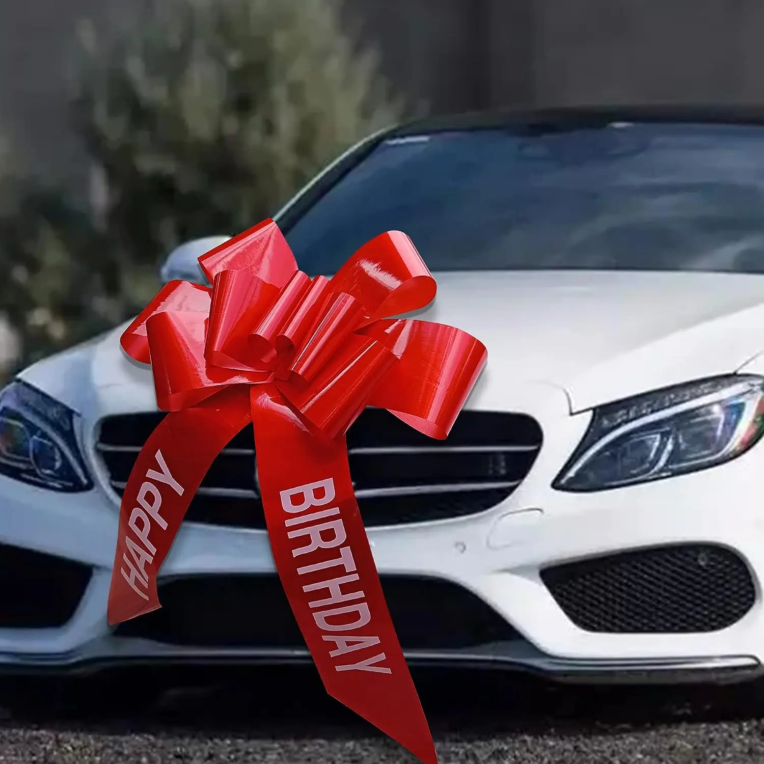 Große 30-Zoll-Autoschleife „Happy Birthday“, riesige Zugschnur, Blumenschleife für Geschenkverpackungen, Thema, Autoshow, Party-Dekoration – Detail 1