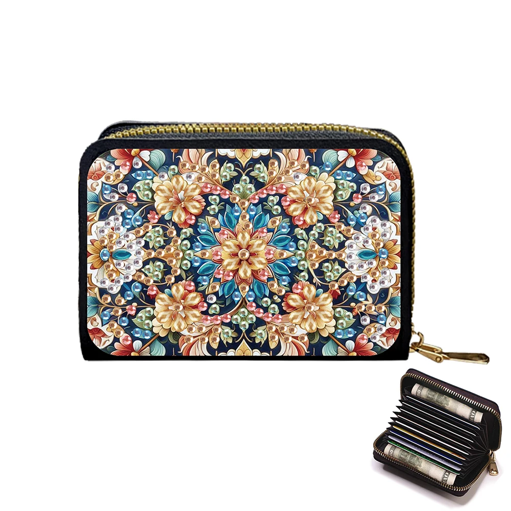 Beautiful Pattern DIY Diamond Painting Card Holder Wallet Purse 5D Diamond Handmade Card Holder Wallet Female Outdoor Bag