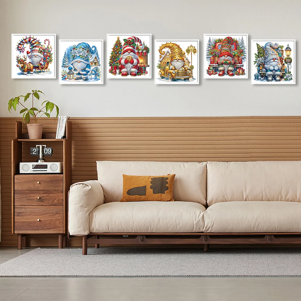 6pcs Partial Drill DIY 5D Diamond Art Painting Kits Special Shape 30x30cm Crystal Rhinestone Paintings for Home Wall Decor