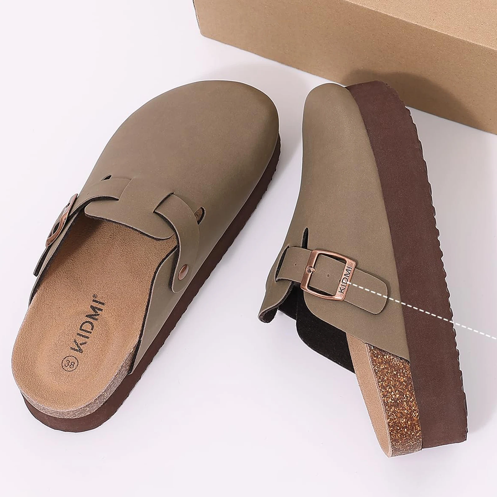 Comwarm Classic Thick Sole Mules Slippers Women Cork Footbed Platform Clogs Sandals Female Fashion Outdoor Slip On Beach Shoes