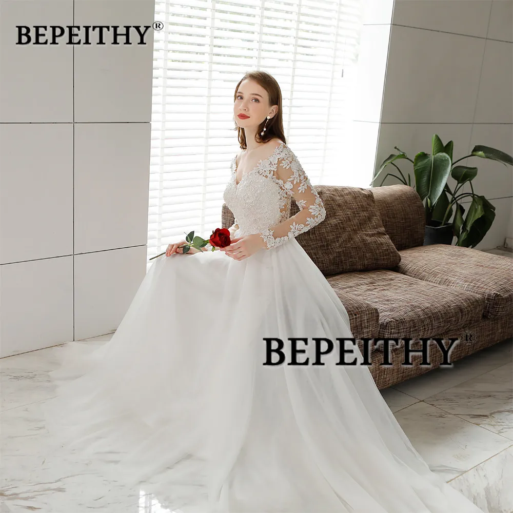BEPEITHY Customized Vestido De Novia Beach Wedding Dress For Women Sexy Backless Modern Full Sleeves Bridal Gowns 2023 Hot Sale 4