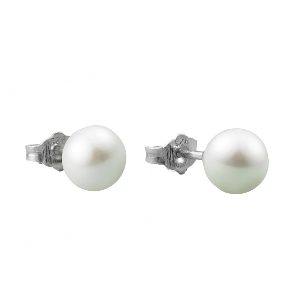 

2024 New 925 Sterling Silver Earring Treated Freshwater Cultured Pearl 7mm Stud Earrings for Women Original Jewelry Ear Brincos