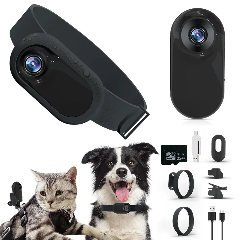 HD 1080P Wireless Collar Camera No WiFi Needed Dog Cat Pet Camera Collar Nanny Camera Video Records for Cats Dogs Birthday Gift 3