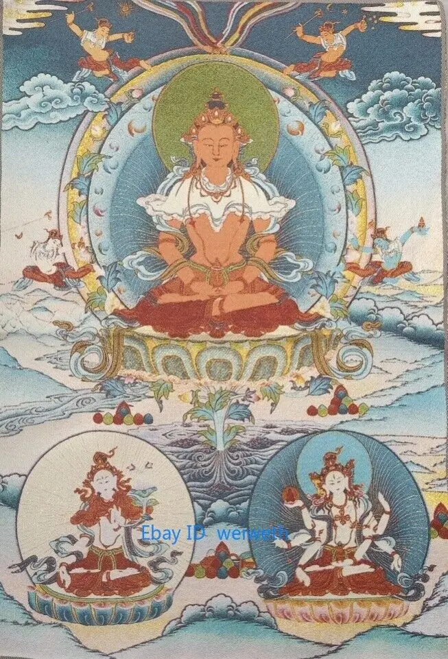 

36" Tibetan Silk Hand embroidery Buddha of Nepal Thangka Tibet Tara Statue #40