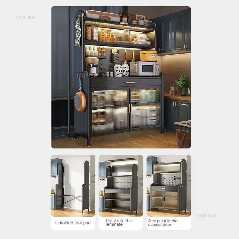 Carbon Steel Simple Cabinet for Restaurant Multi-layer Hanging Design Kitchen Cabinets Modern Creative Sideboard for Living Room