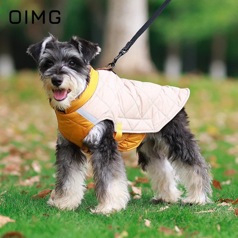 

OIMG Autumn Winter New Pet Vest Reflective Warm Medium Large Dogs Cotton Clothes Schnauzer Labrador Shiba Inu Thickened Dog Coat