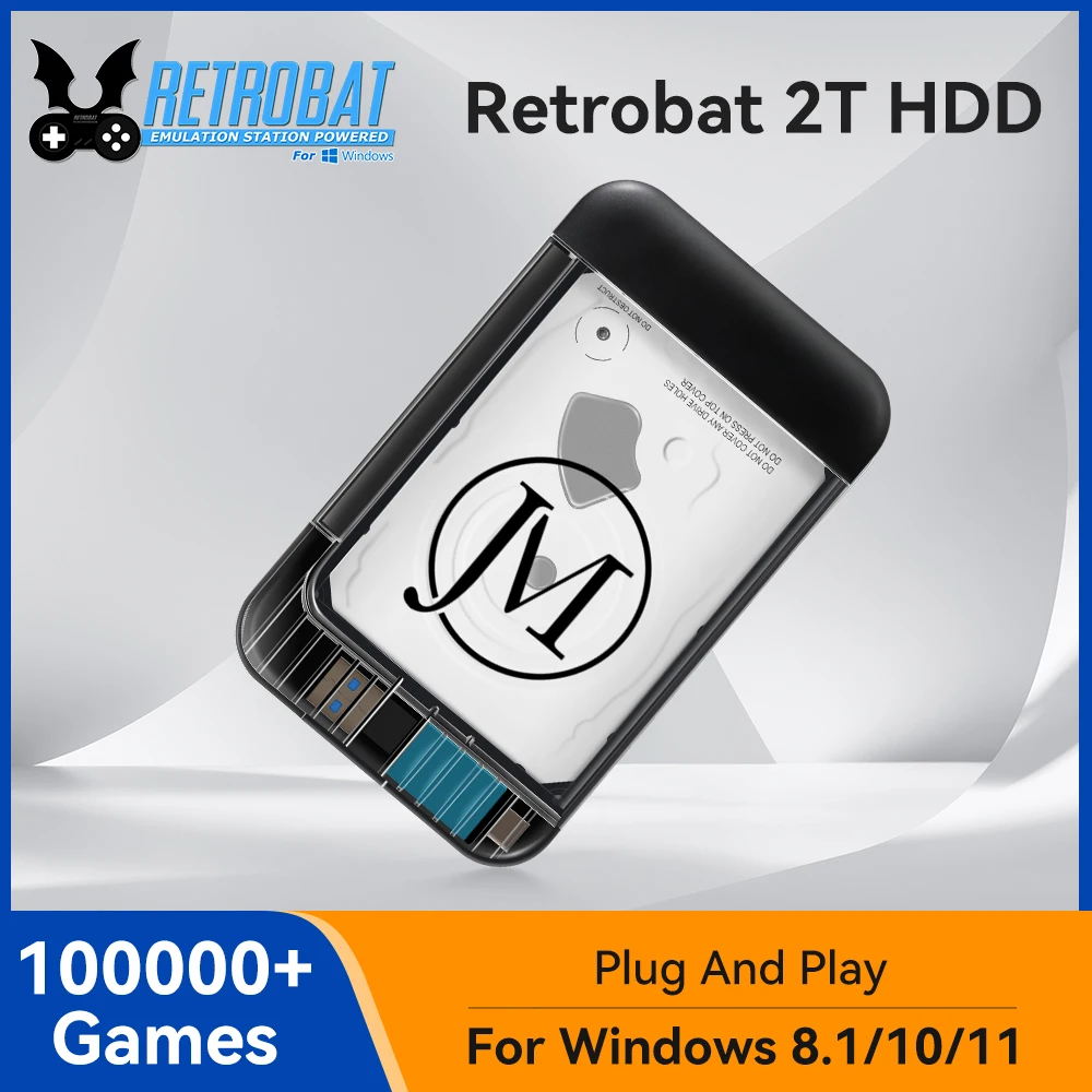 RetroBat 2TB Emulation Hard Drive for Windows PC Retro Gaming External HDD With 100000 Games For PS3/PS1/Game Cube/Sega Saturn