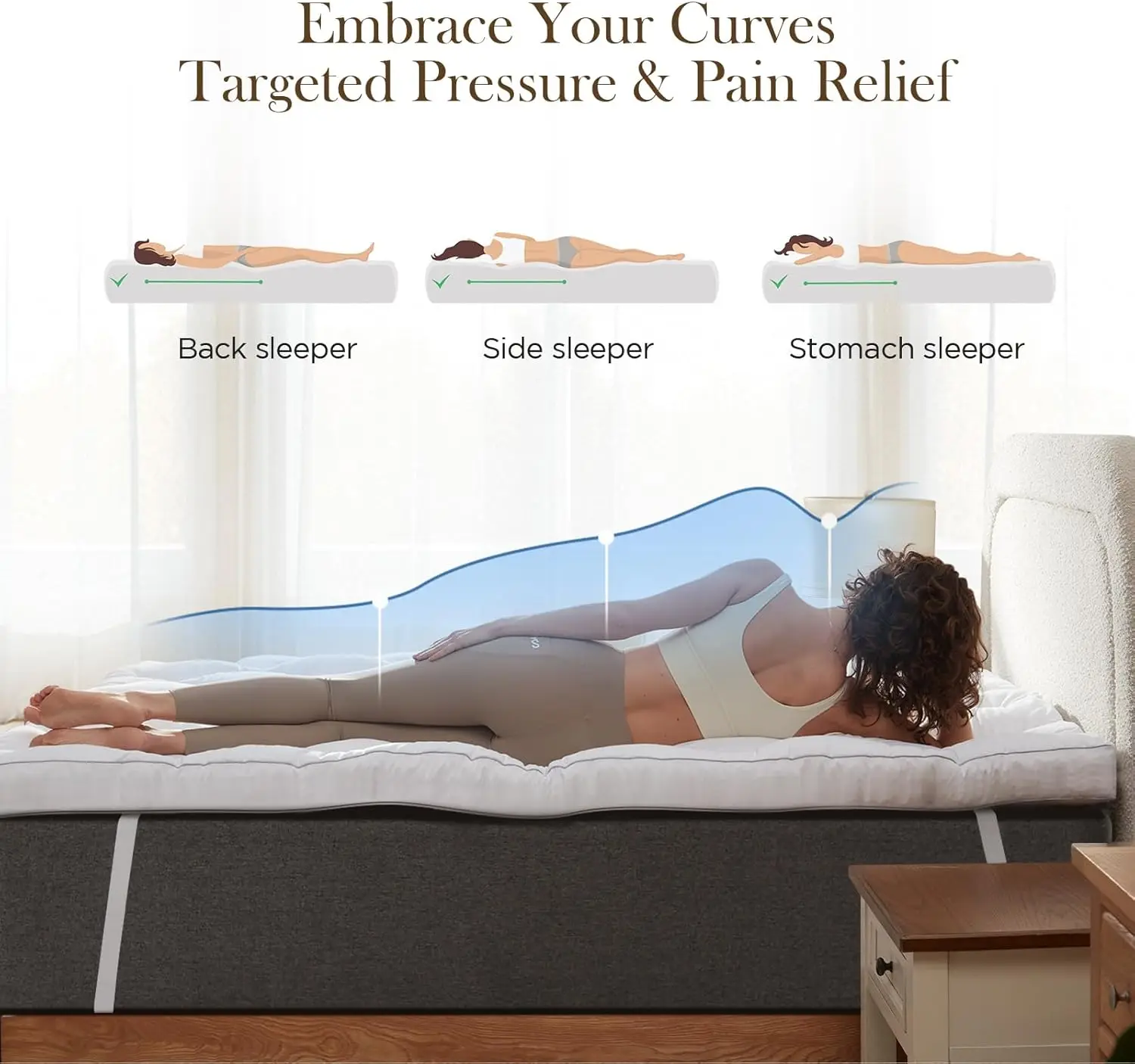 Queen 3-Inch Memory Foam Mattress Topper – Back Pain Relief 3