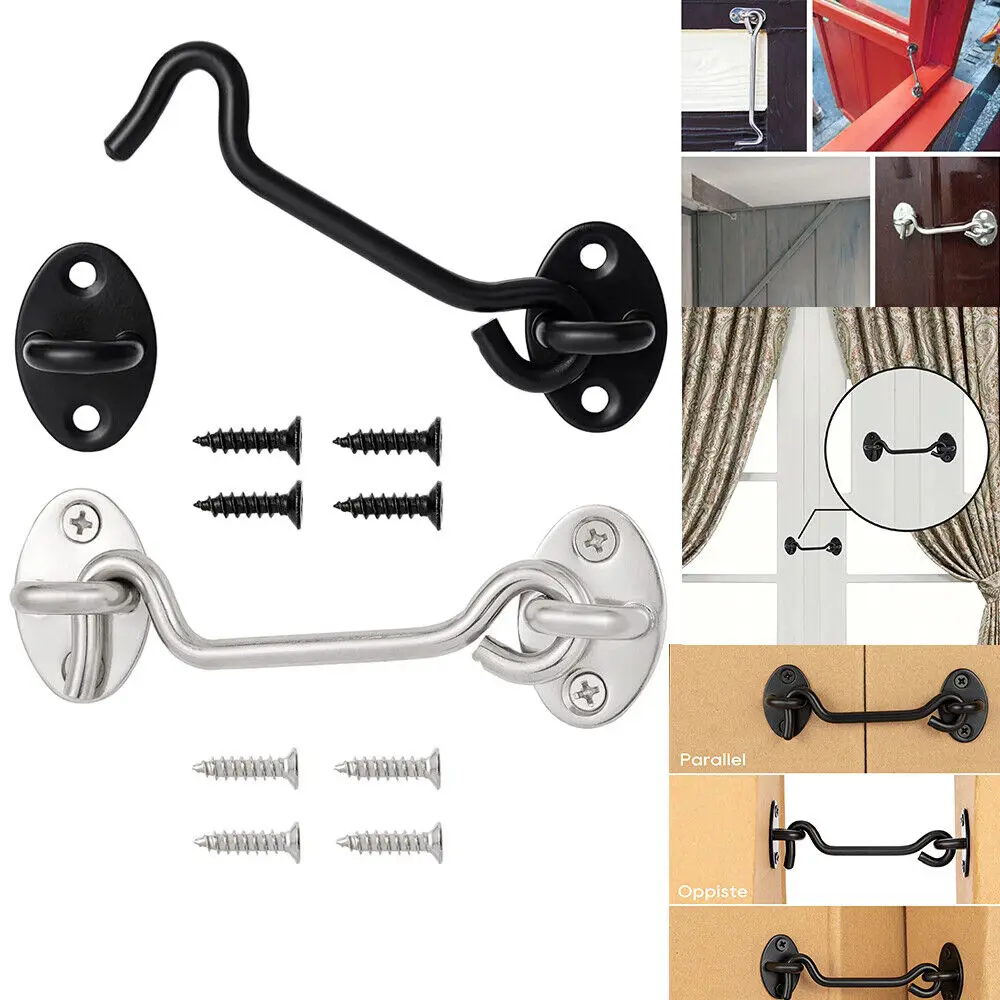 Door Bolt Stainless Steel Window Sliding Door Latch Cabin Hook And Eye  Latch Lock Shed Gate Door Catch Silent Holder Household