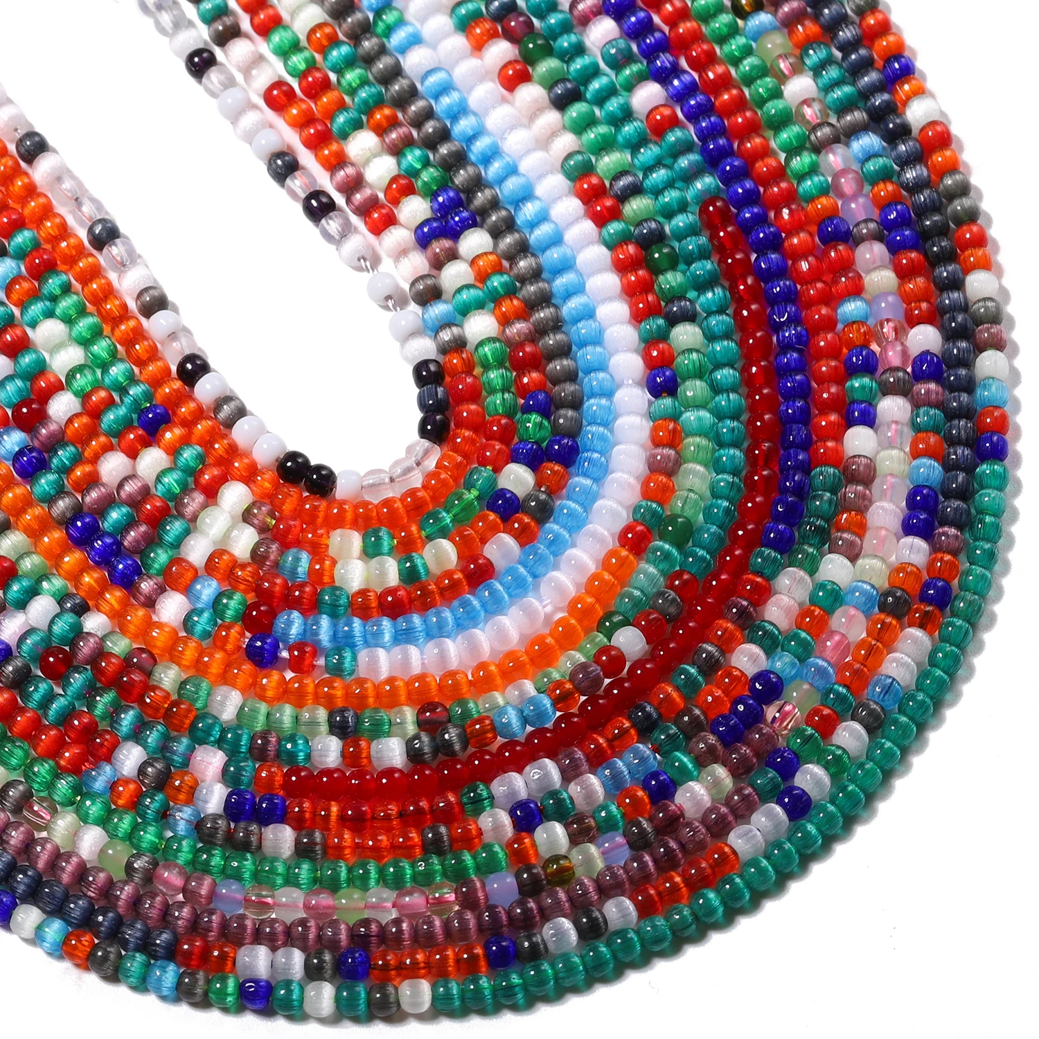 Gradient Colorful Cat Eye Glass Beads for DIY Jewelry and Crafts