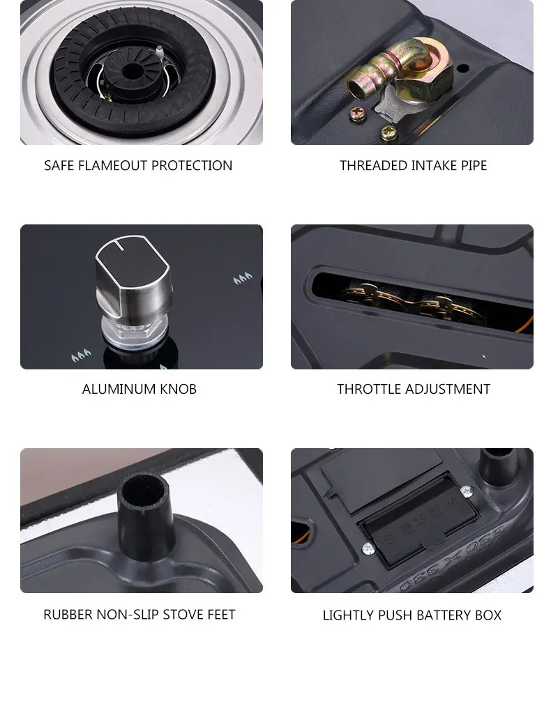 Built in Double Stove Cooktop Energy Saving Gas Cooker Glass Liquefied Gas Natural Gas Cooker Stove