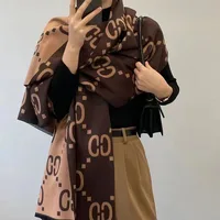 Double sided letter CC cashmere scarf women's winter new warm Korean version wool shawl scarf