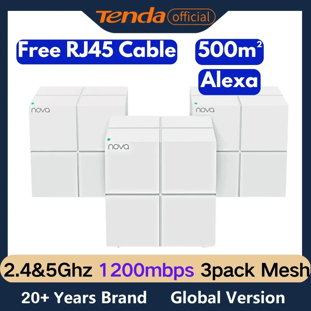 Tenda Mw6 Mesh Router Ac1200 2.4 5Ghz Dual Band Gigabit Router Wifi Router Wifi Range Extender Signal Booster