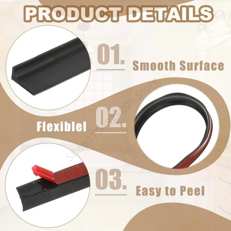 Self-Adhesive Silicone Bathroom Retention Water Retaining Strip Bendable Bathroom Door Washing Machine Shower Dam Barrier