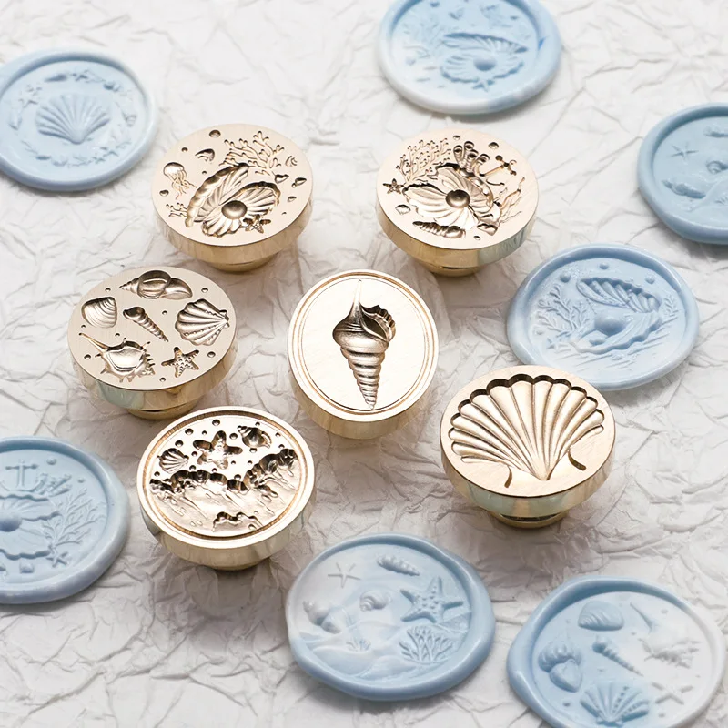 Fire Paint Stamp Wax Seal Sea Shell Pearl Embossed Stamp Head DIY Scrapbooking Envelopes Sealing Invitation Decoration Supplies