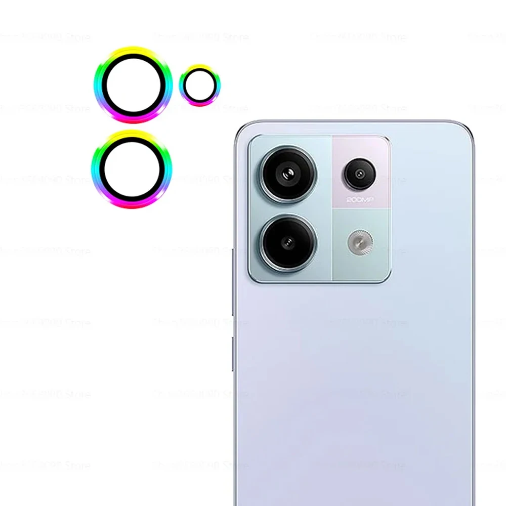 HD Tempered Glass 3D Camera Protector with Metal Rear Ring for Xiaomi Redmi Note Series