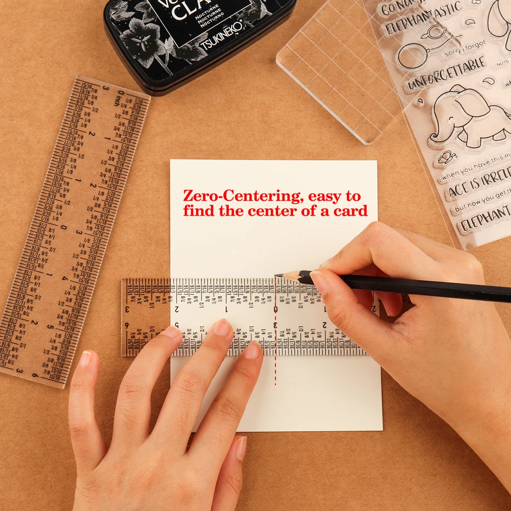 Crafting Rulers 2 Sizes Zero-Centering 6" Or 12" Clear Acrylic Rulers For Cardmaking Crafting Tools Handtools
